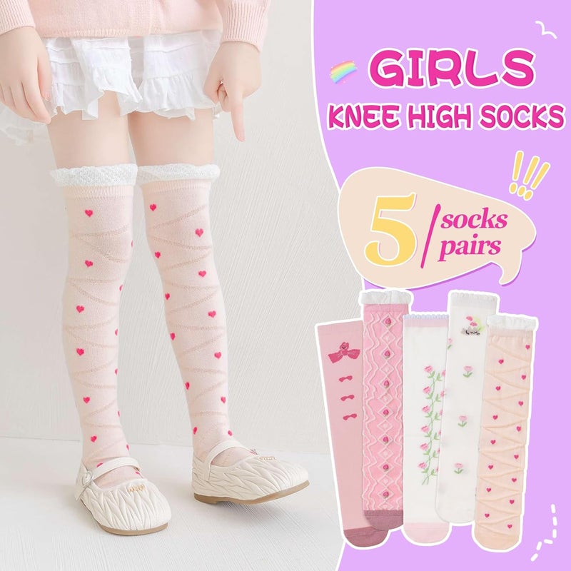 Eocom Girls Knee High Socks Kids Crazy Fun Gift Silly Tall Boot Cute Animal Cotton Long Socks 6 Pairs - Image 2